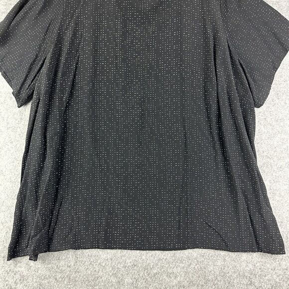 Eileen Fisher Top Womens 22W Black Morse Code Geometric Tencel Blend Blouse Slit - Picture 3 of 13